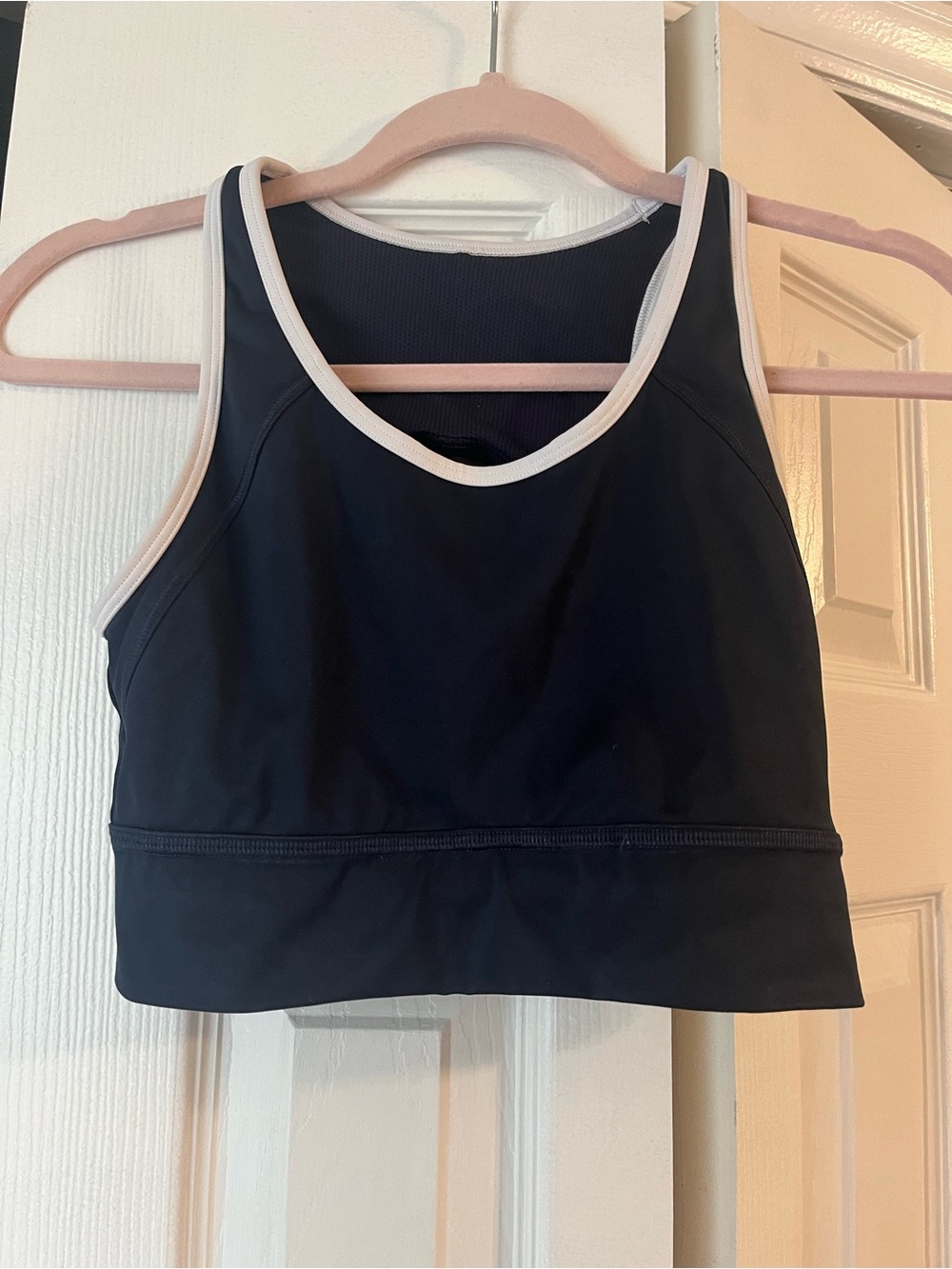 Athleta Navy and White Racerback Sports Bra